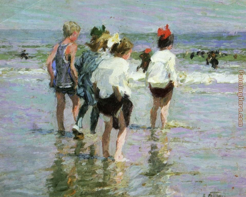 Summer Day Brighton Beach painting - Edward Henry Potthast Summer Day Brighton Beach art painting